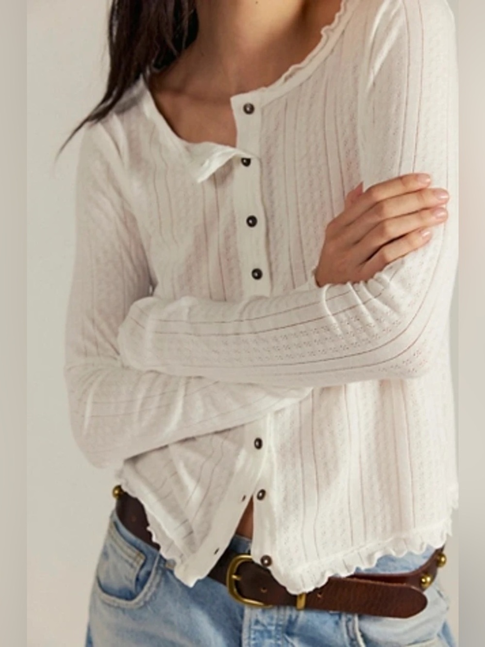 NWOT Free People Penny Pointelle Cardigan Women's size XL